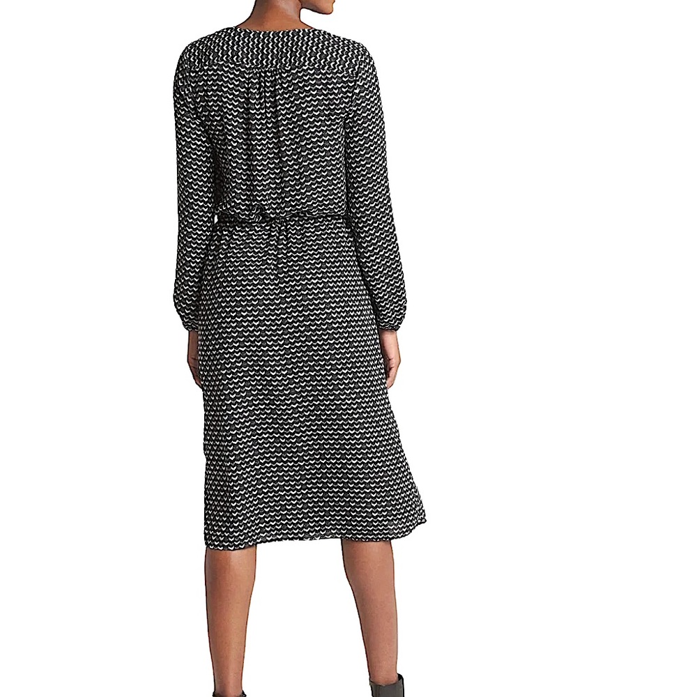 Gap Long Sleeve Button Down Black Print Midi Dress Size S - Picture 5 of 17